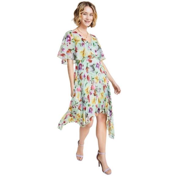 NWT Kensie V Neck Floral Print Chiffon Dress - Picture 2 of 9
